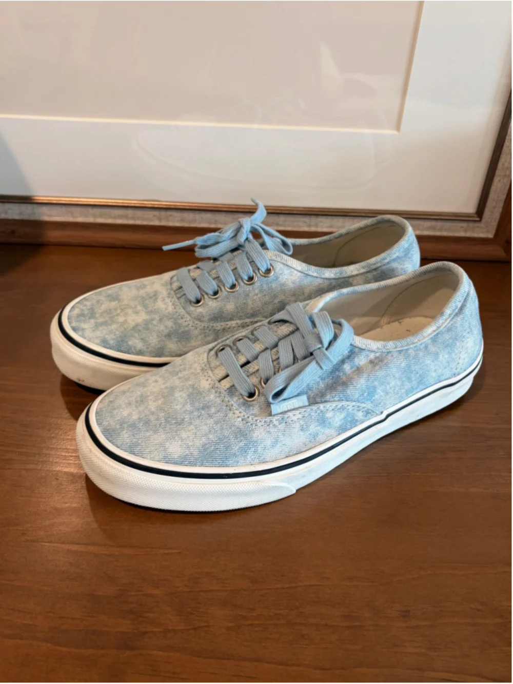 Vans Authentic Acid Wash Denim Low-Top Sneakers - Blue - Women's Size 8